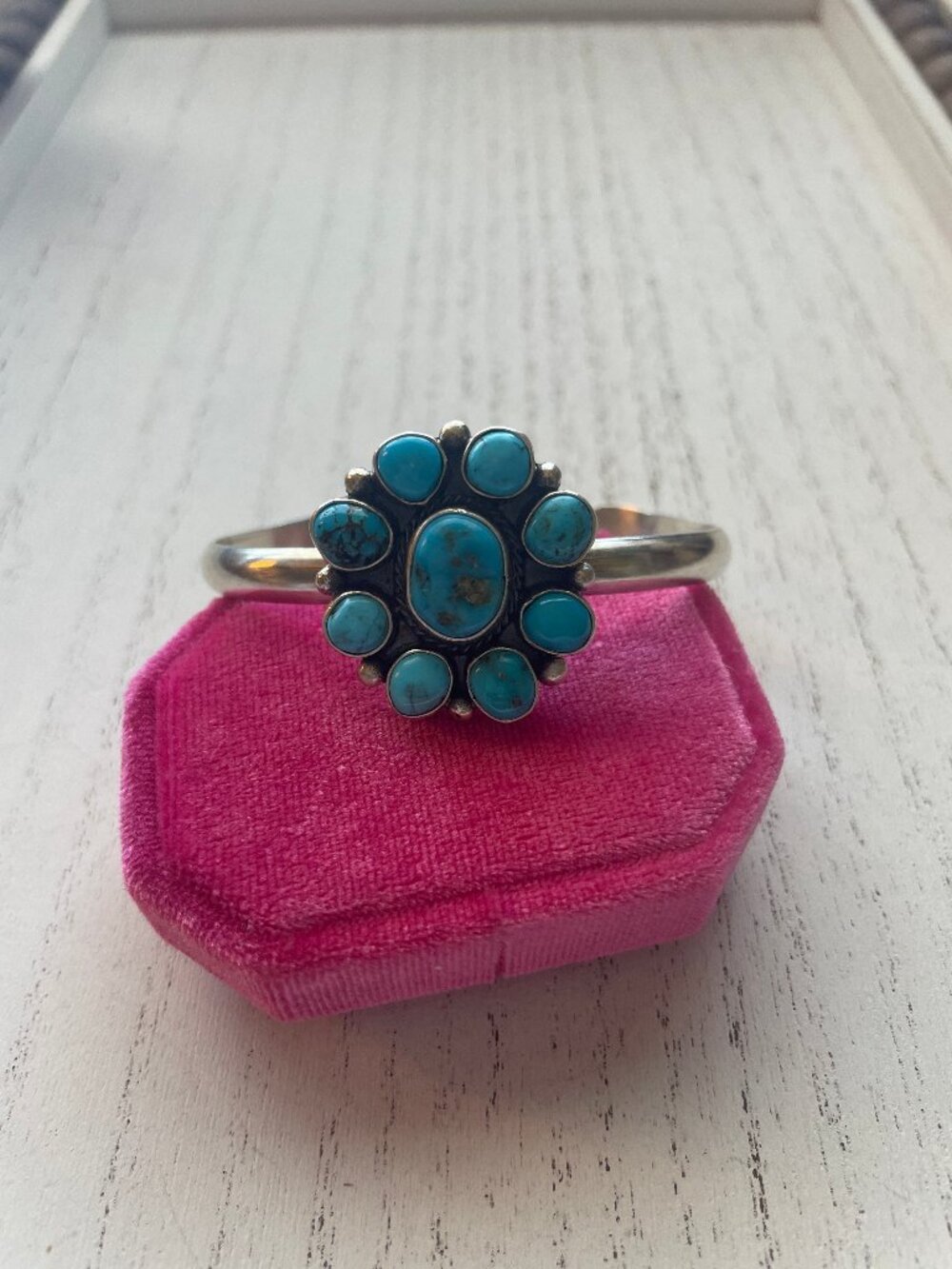 Handcrafted Sterling Cuff & Turquoise Adjustable Cuff Bracelet Signed